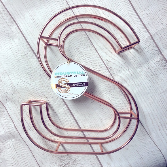 NWT Rose Gold Industrial Monogram Letter Wall Decor & Table Top Accent “S” - Picture 1 of 11